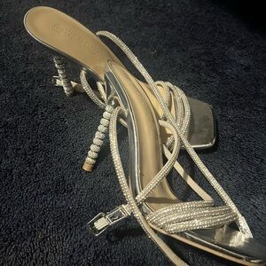 Wild Diva Glittering Silver Heels